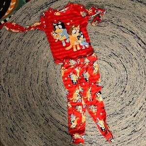 Kids Red Valentine’s Day Bluey  Pajamas